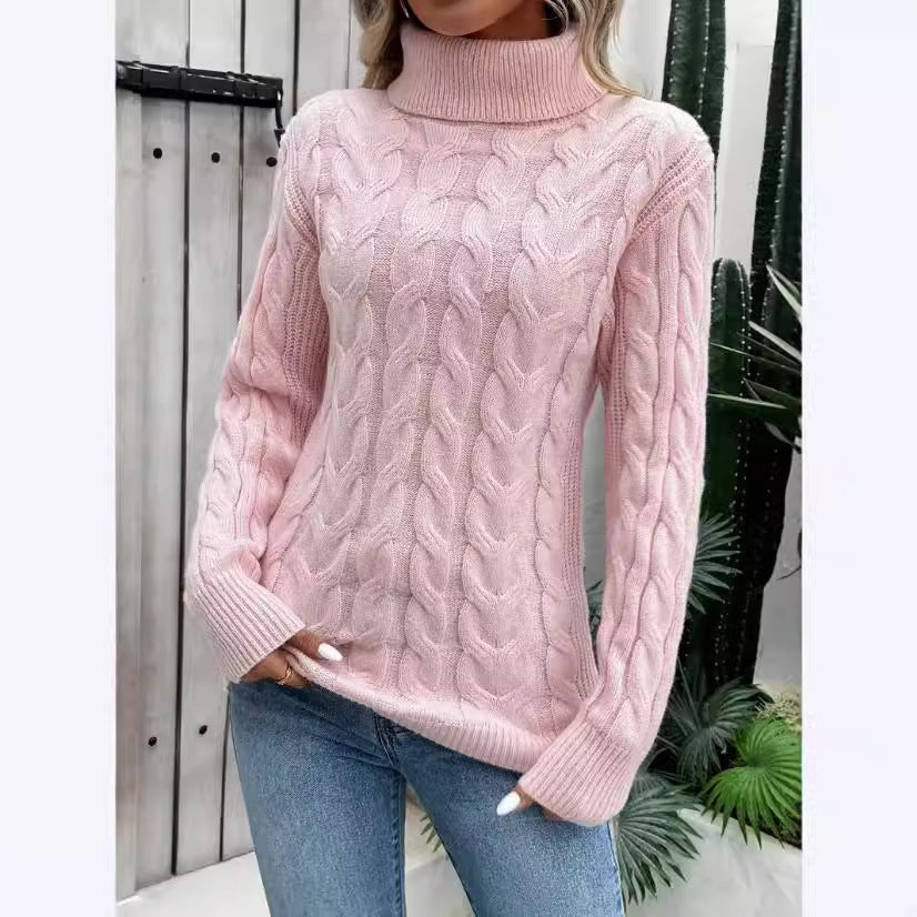 Pull torsadé à col roulé