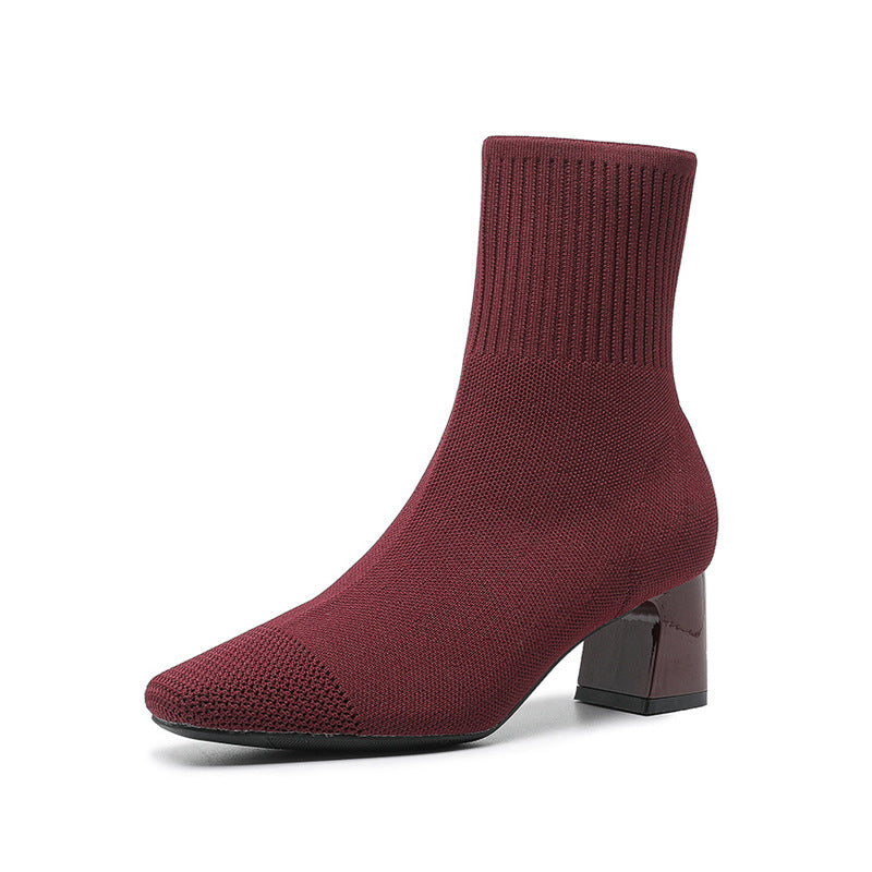 Bottes à talons épais élastiques