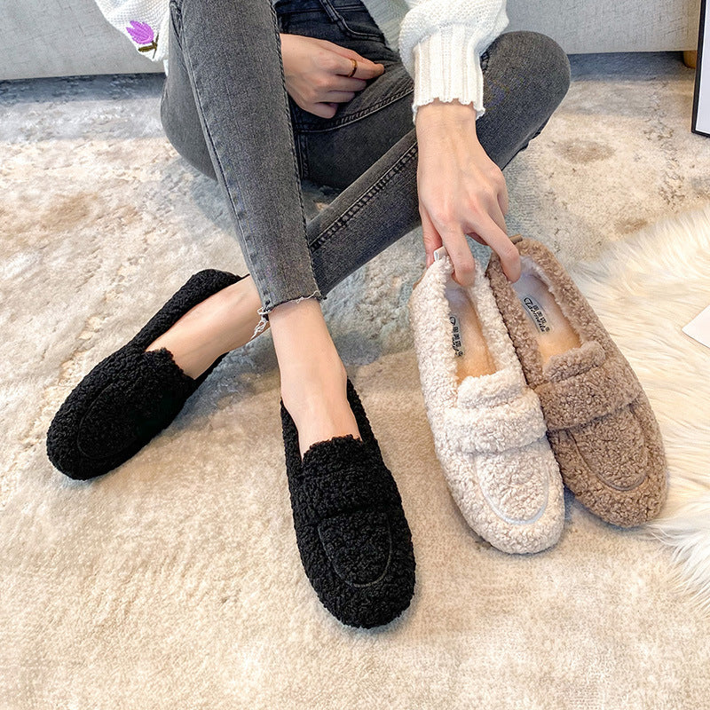 Chaussures Plates Chaudes en Peluche