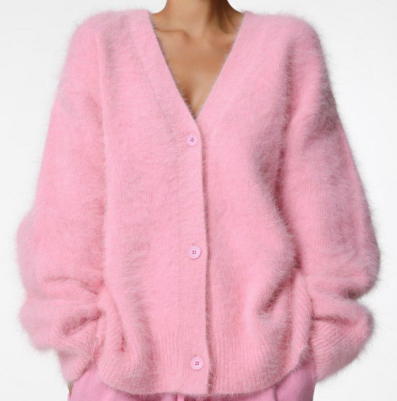 Cardigan Femme Ample à Col V – Tricot Doux Boutonné