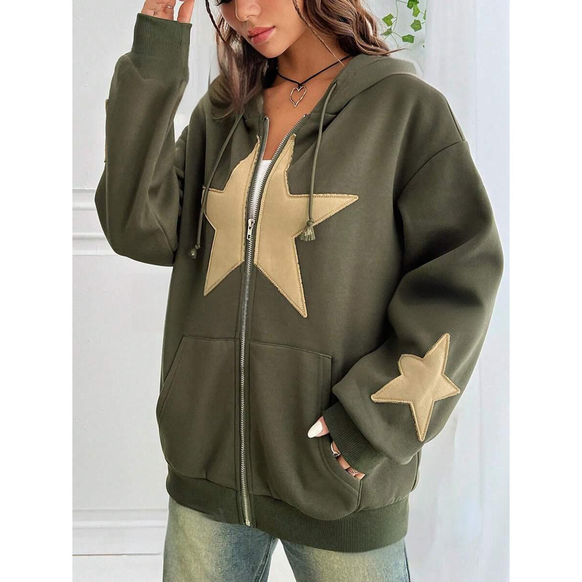 Veste cardigan à capuche pour femme, coupe ample