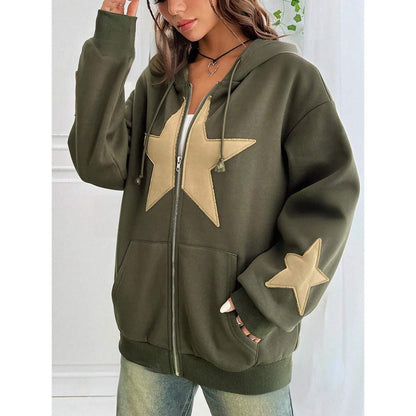 Veste cardigan à capuche pour femme, coupe ample