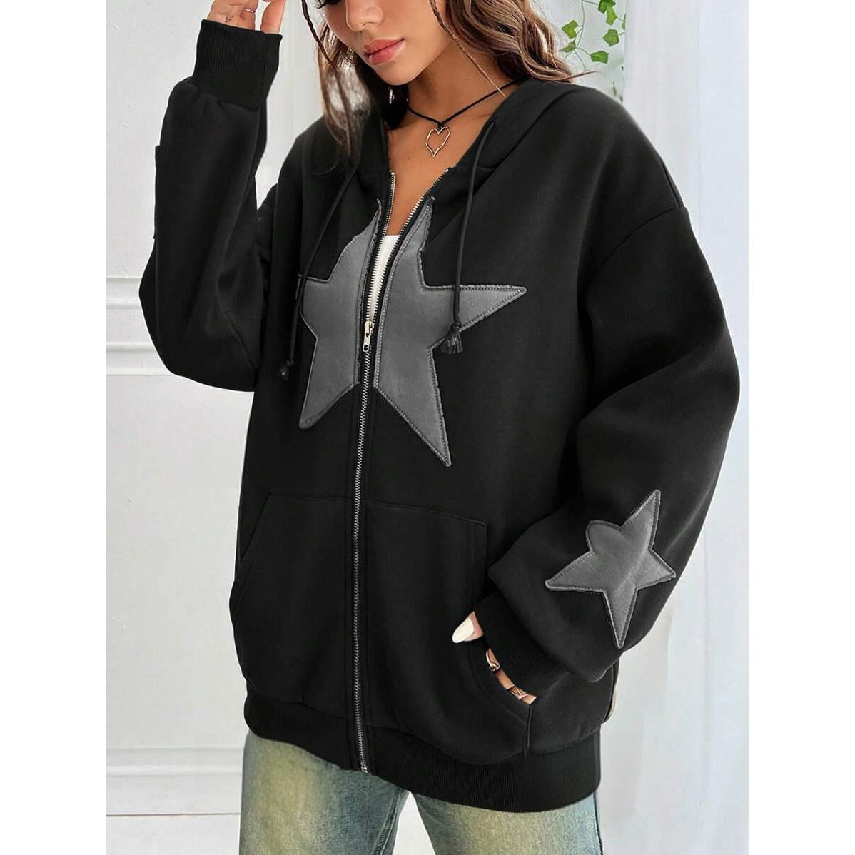 Veste cardigan à capuche pour femme, coupe ample