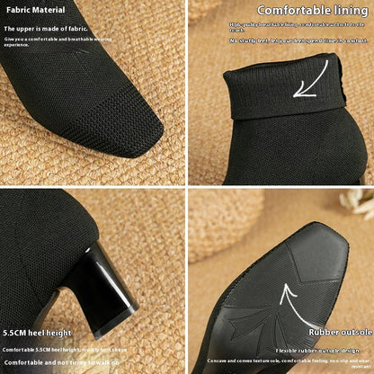 Bottes à talons épais élastiques