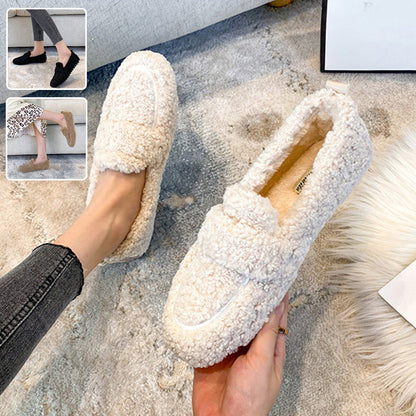 Chaussures Plates Chaudes en Peluche