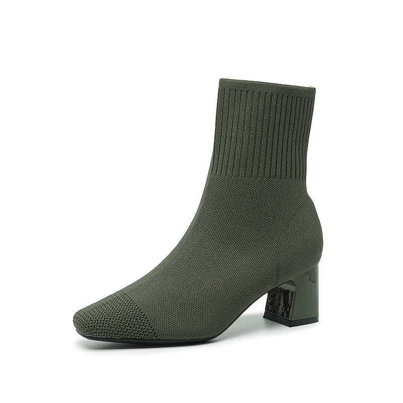 Bottes à talons épais élastiques