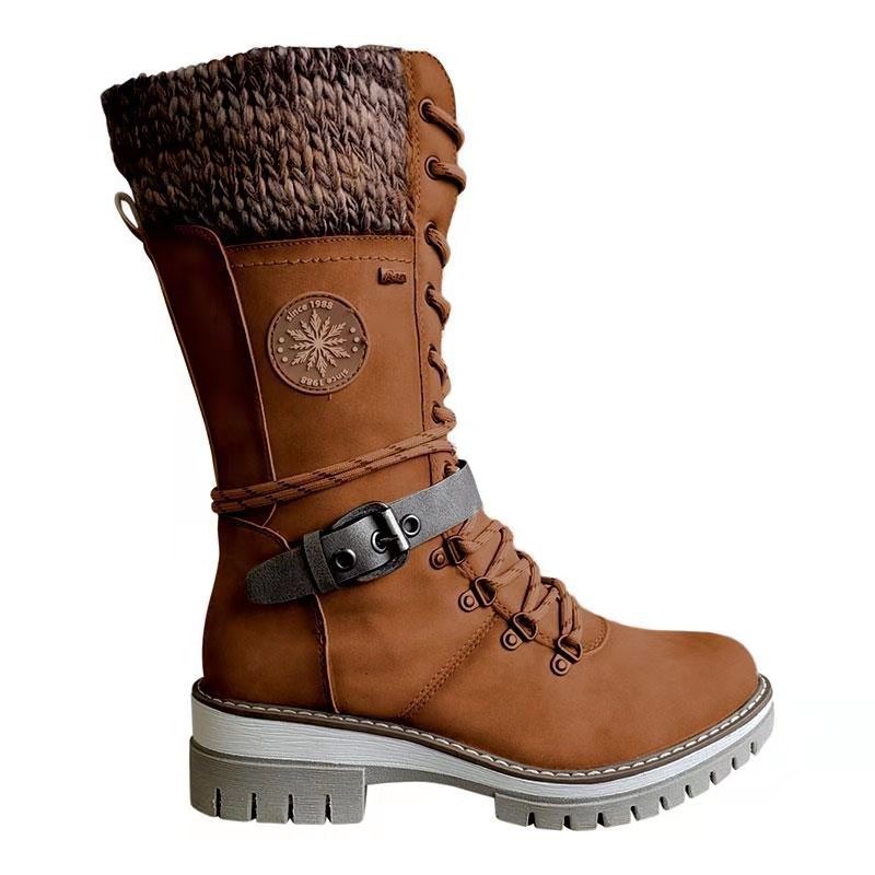 Bottes Martin d’Hiver à Talons Carrés Hauts