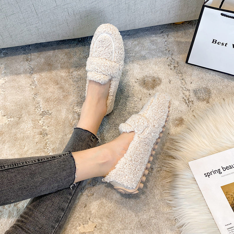 Chaussures Plates Chaudes en Peluche