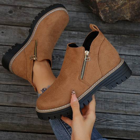 Bottines Suède Femme – Fermeture Éclair Automne/Hiver