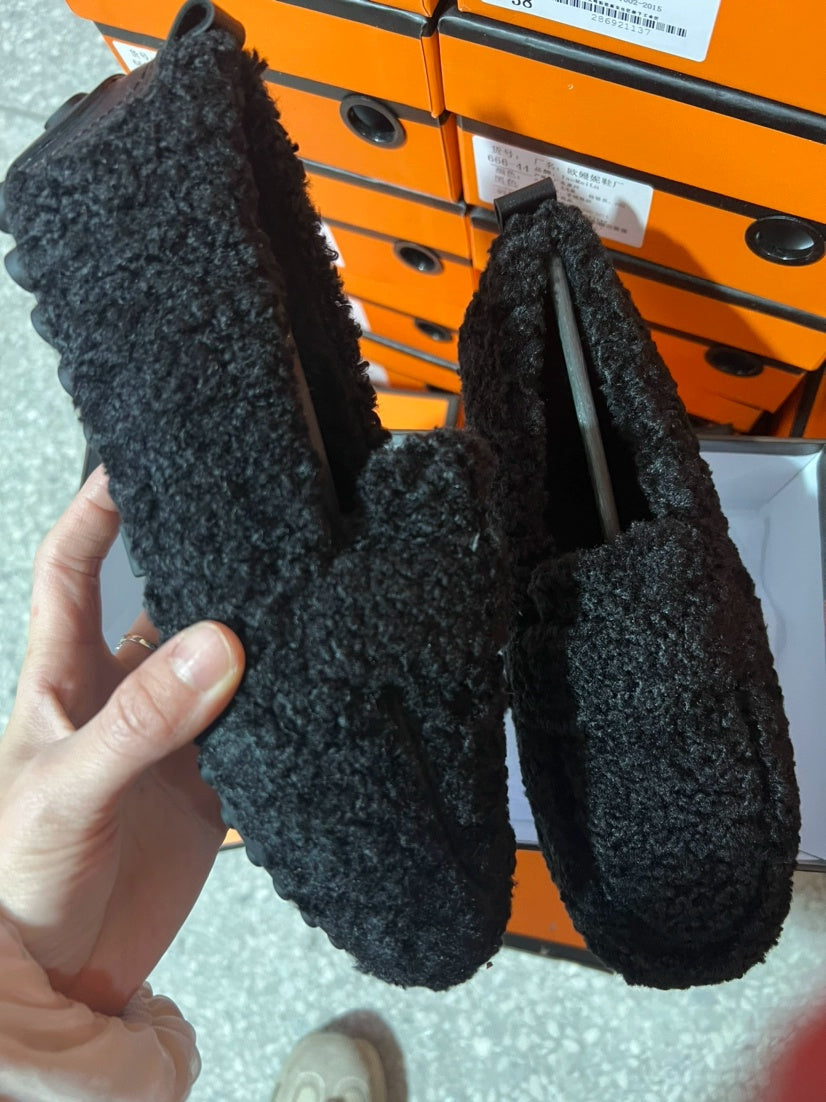 Chaussures Plates Chaudes en Peluche