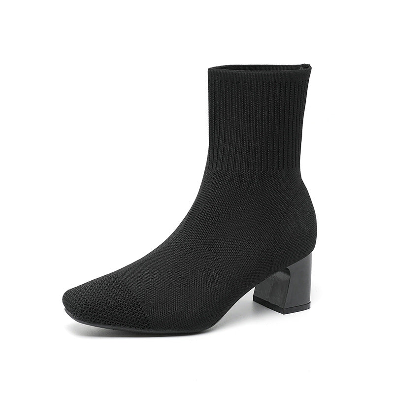Bottes à talons épais élastiques