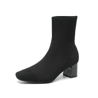 Bottes à talons épais élastiques