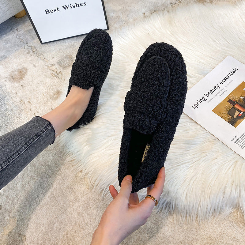 Chaussures Plates Chaudes en Peluche