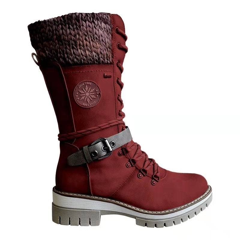 Bottes Martin d’Hiver à Talons Carrés Hauts