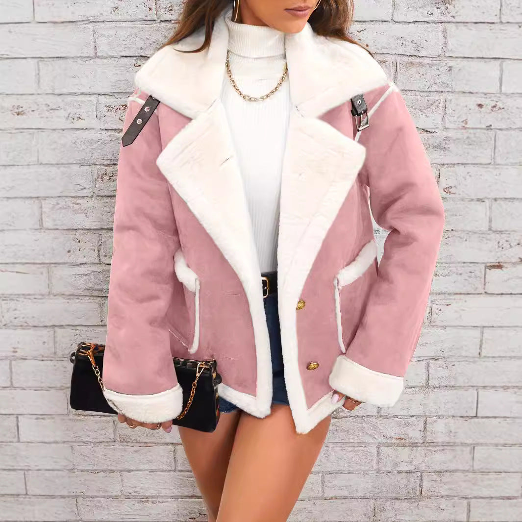 Veste en Peluche à Col Polo