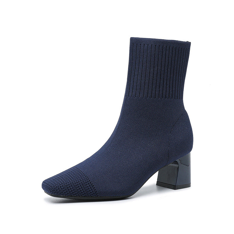 Bottes à talons épais élastiques