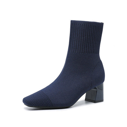 Bottes à talons épais élastiques