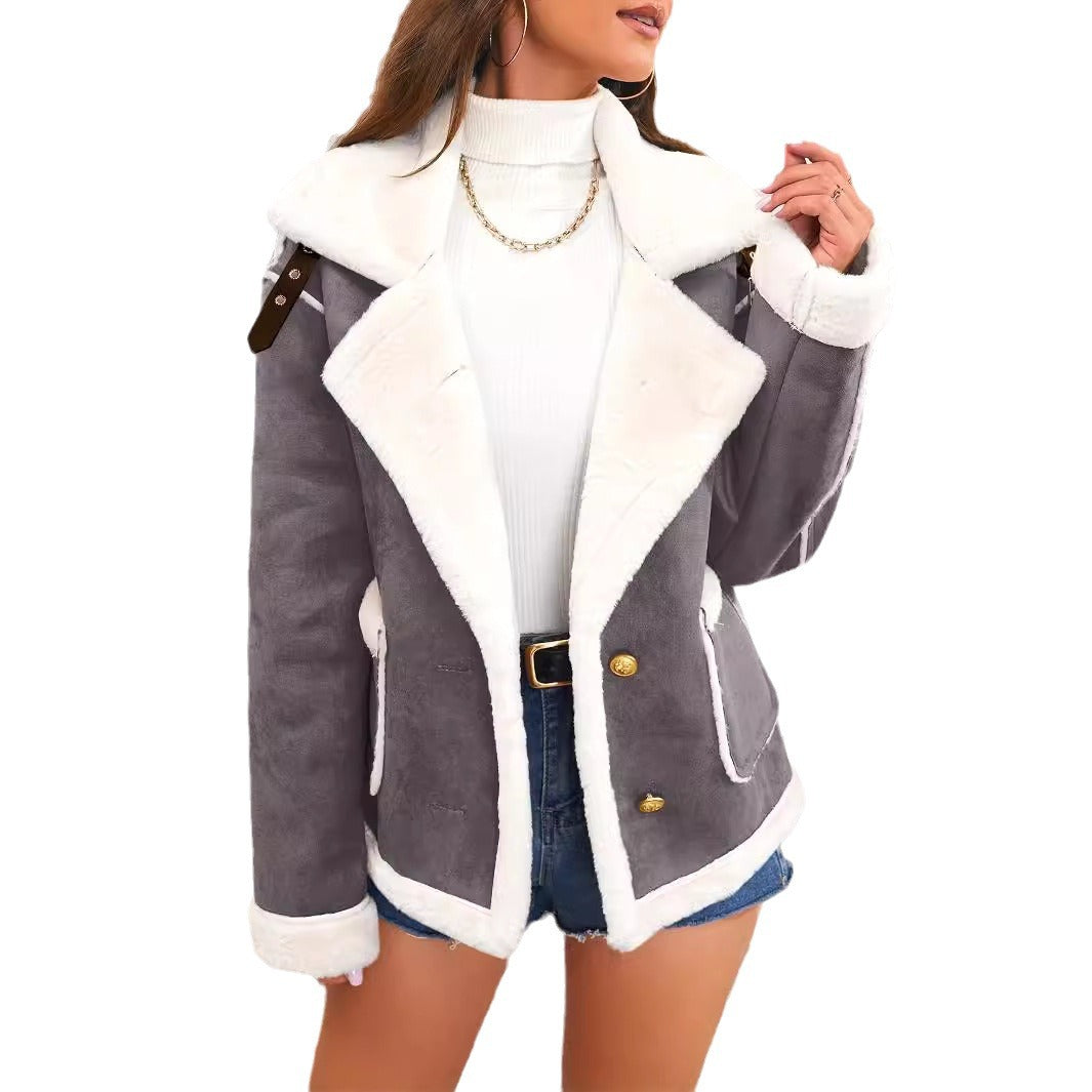 Veste en Peluche à Col Polo