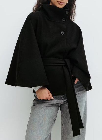Manteau Long Ceinturé Femme – Col Montant