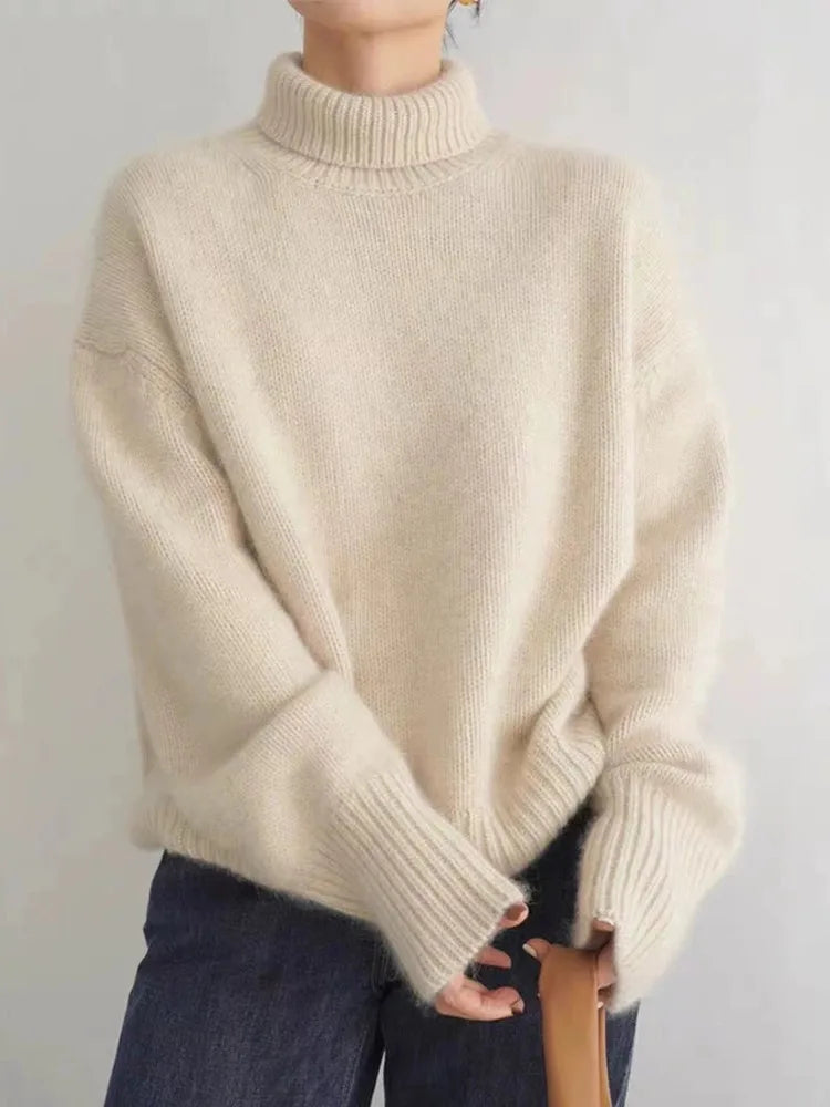 Pull Cachemire Col Roulé Oversize