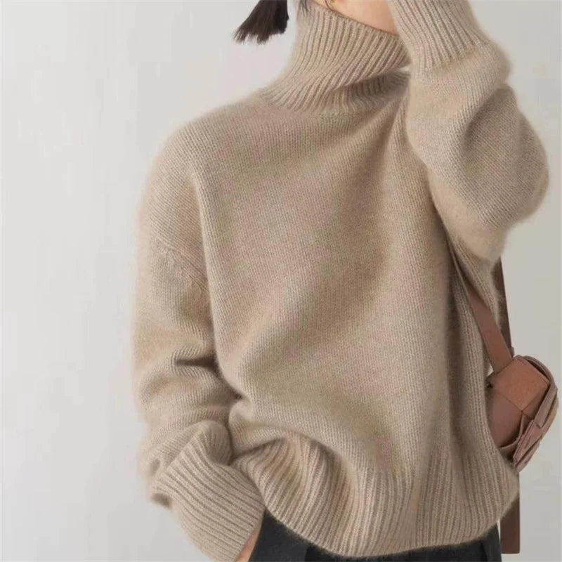 Pull Cachemire Col Roulé Oversize