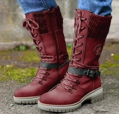 Bottes Martin d’Hiver à Talons Carrés Hauts