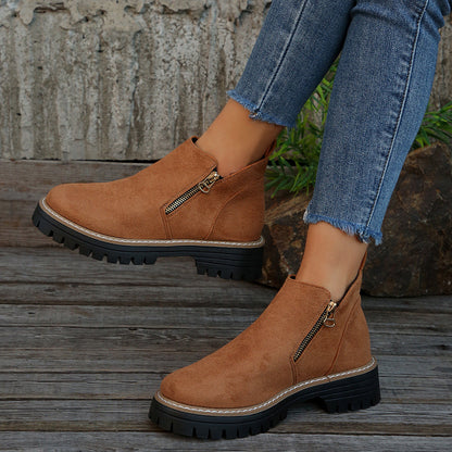 Bottines Suède Femme – Fermeture Éclair Automne/Hiver