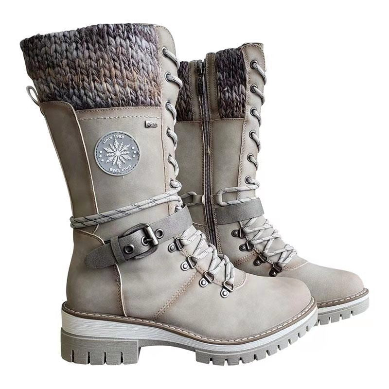 Bottes Martin d’Hiver à Talons Carrés Hauts