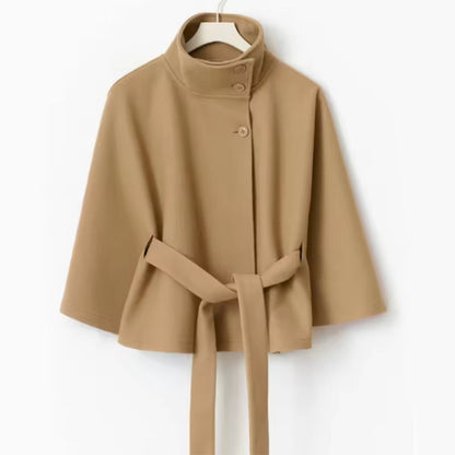 Manteau Long Ceinturé Femme – Col Montant