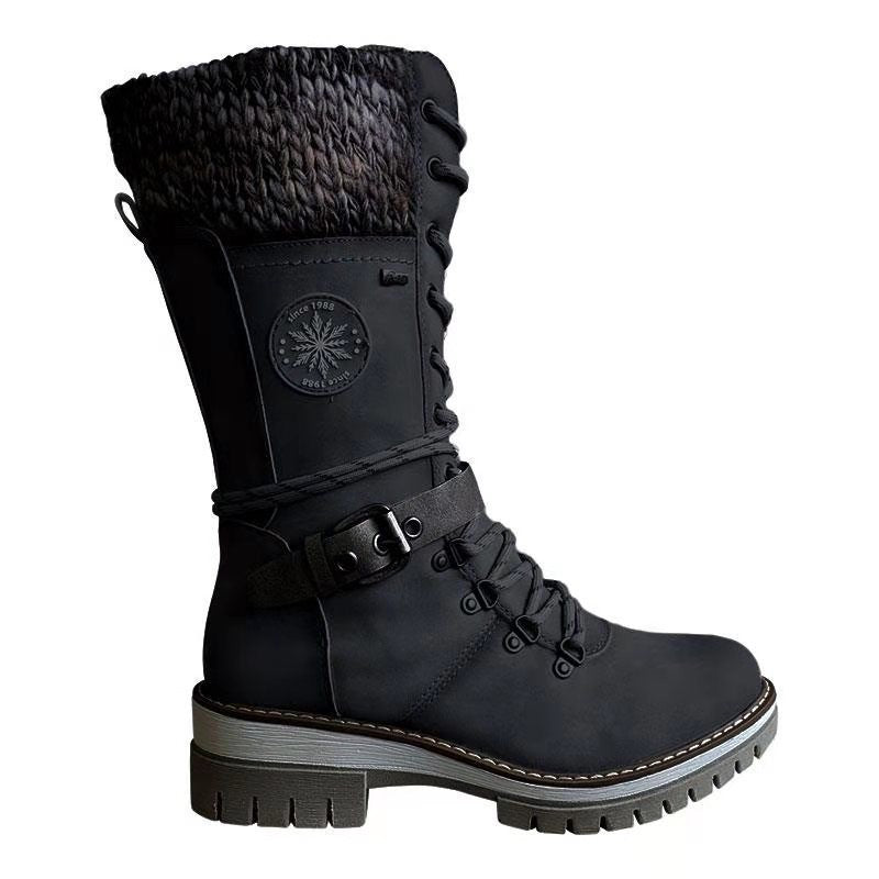 Bottes Martin d’Hiver à Talons Carrés Hauts