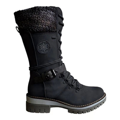 Bottes Martin d’Hiver à Talons Carrés Hauts