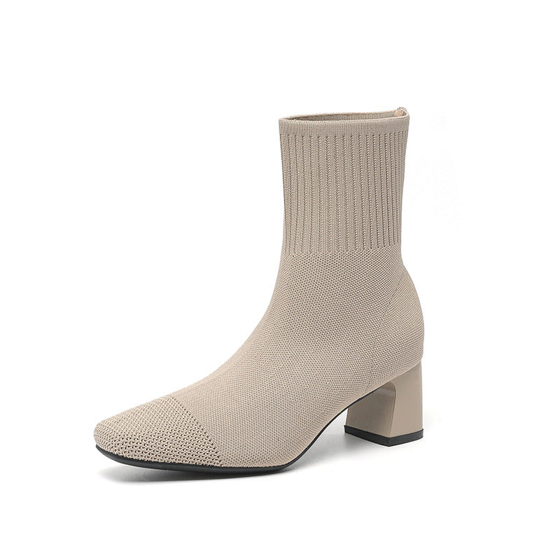 Bottes à talons épais élastiques