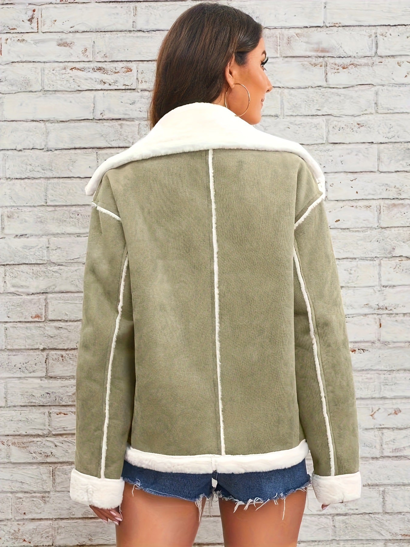 Veste en Peluche à Col Polo
