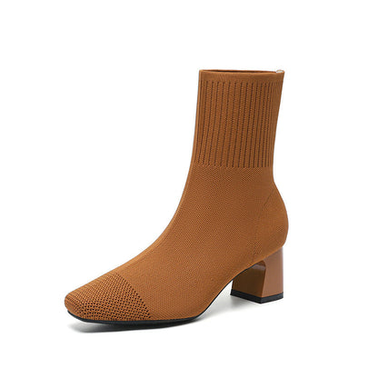 Bottes à talons épais élastiques
