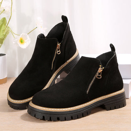 Bottines Suède Femme – Fermeture Éclair Automne/Hiver