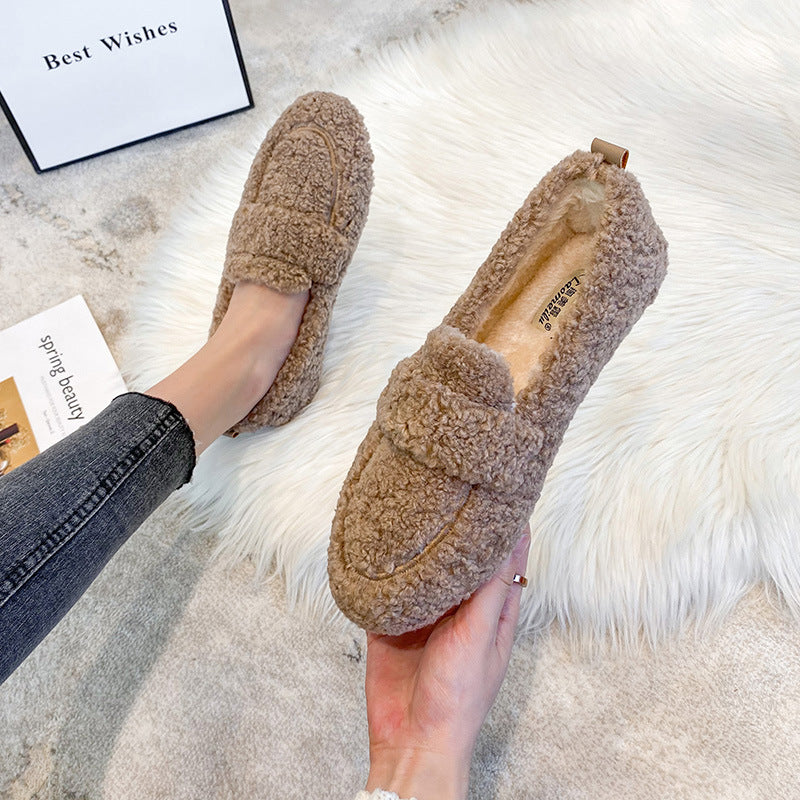 Chaussures Plates Chaudes en Peluche