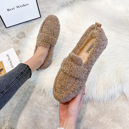 Chaussures Plates Chaudes en Peluche