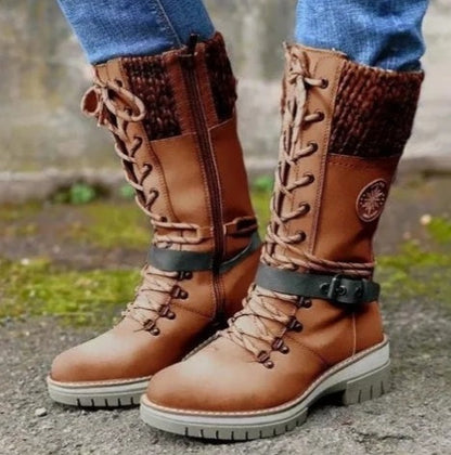 Bottes Martin d’Hiver à Talons Carrés Hauts