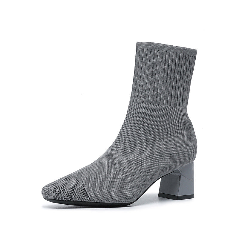 Bottes à talons épais élastiques