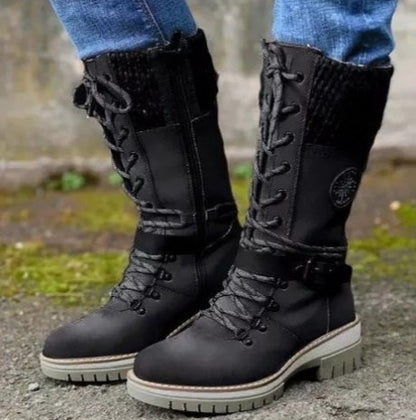 Bottes Martin d’Hiver à Talons Carrés Hauts