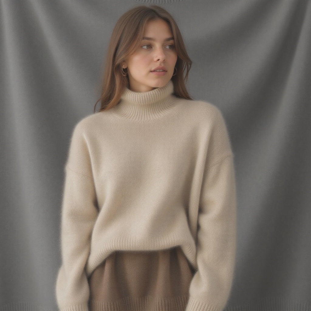 Pull Cachemire Col Roulé Oversize