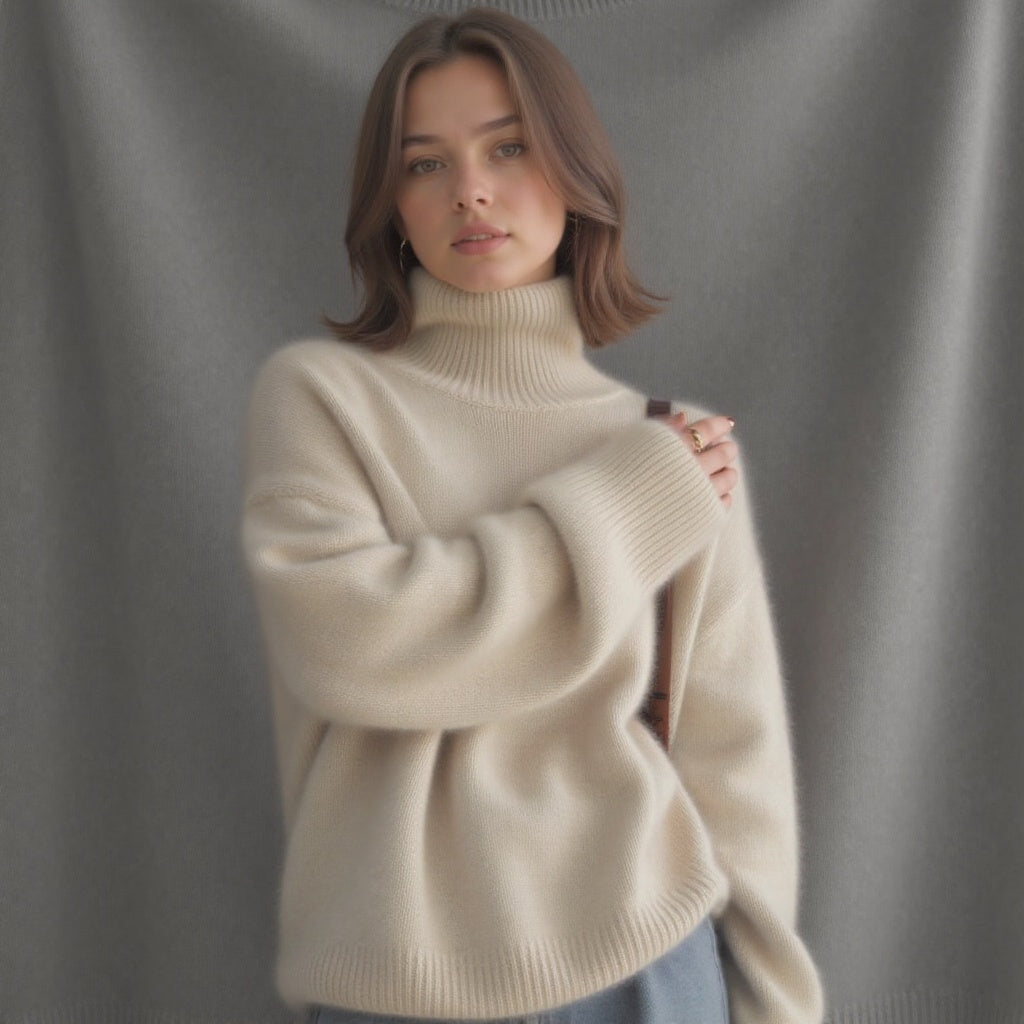 Pull Cachemire Col Roulé Oversize