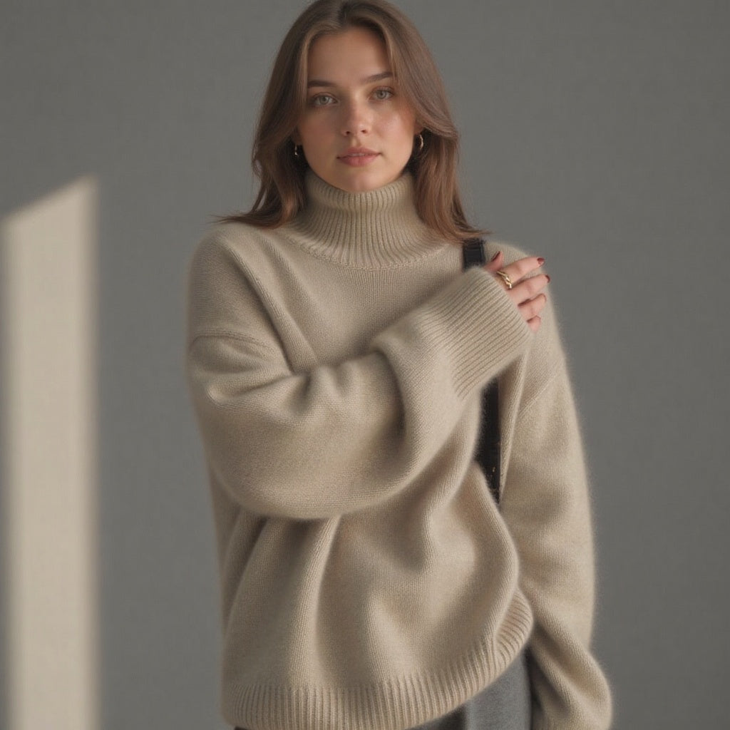 Pull Cachemire Col Roulé Oversize