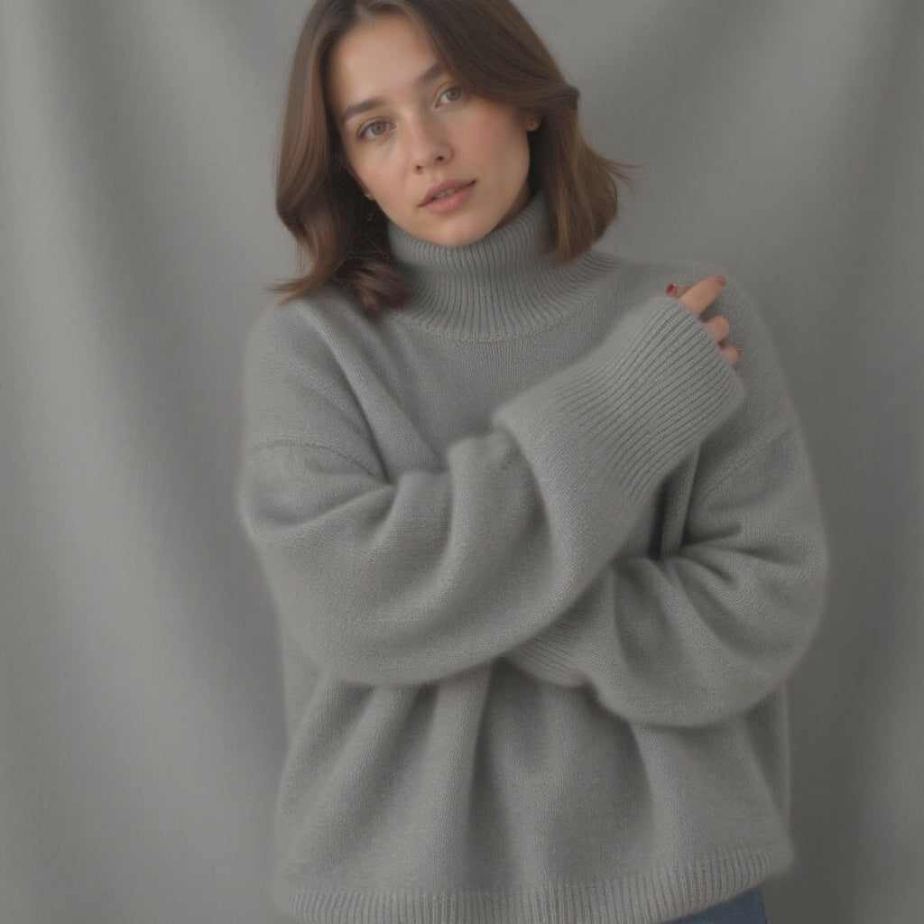 Pull Cachemire Col Roulé Oversize